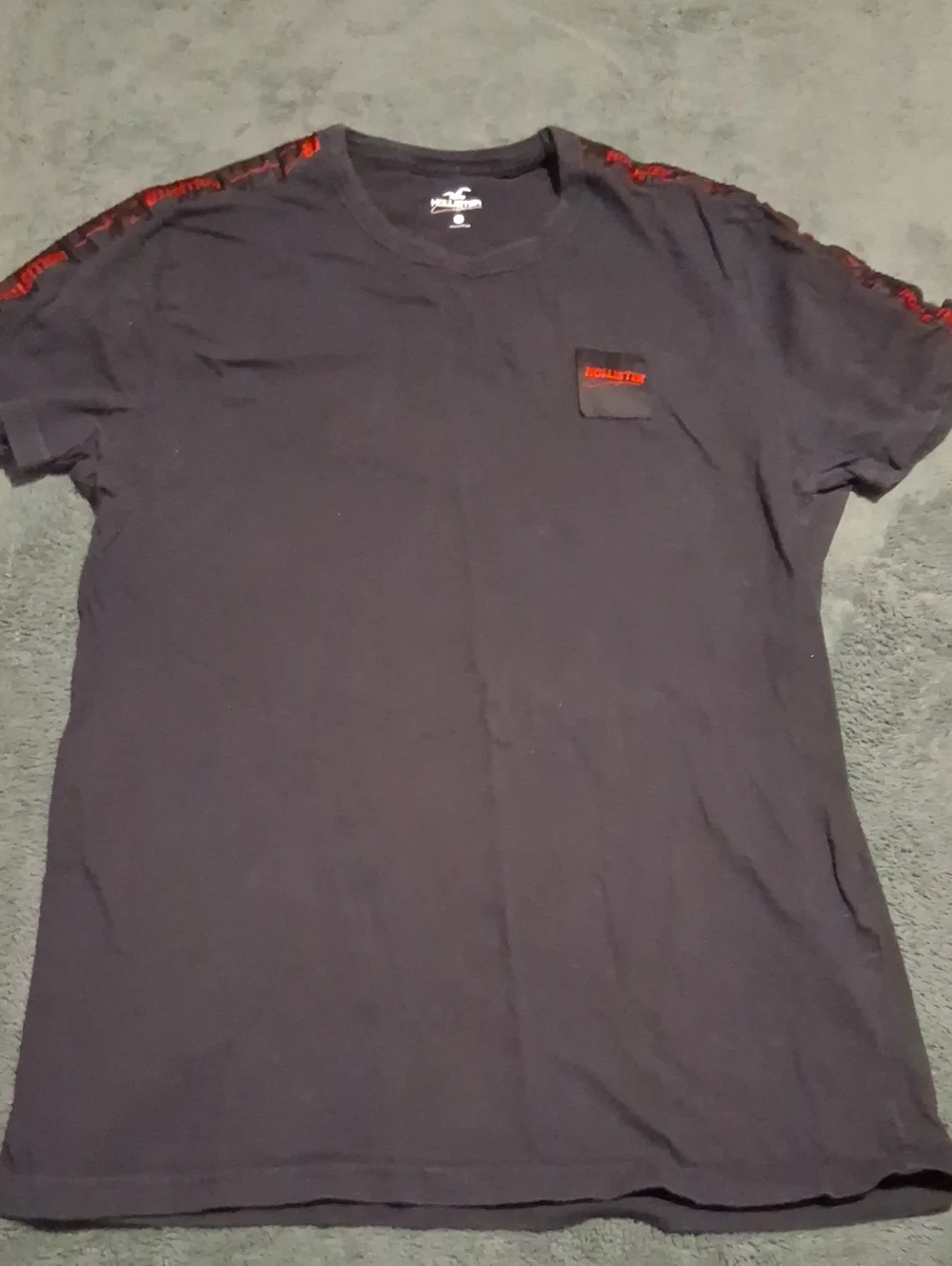 Hollister Black Tee & Shorts Set with Red Logo Trim